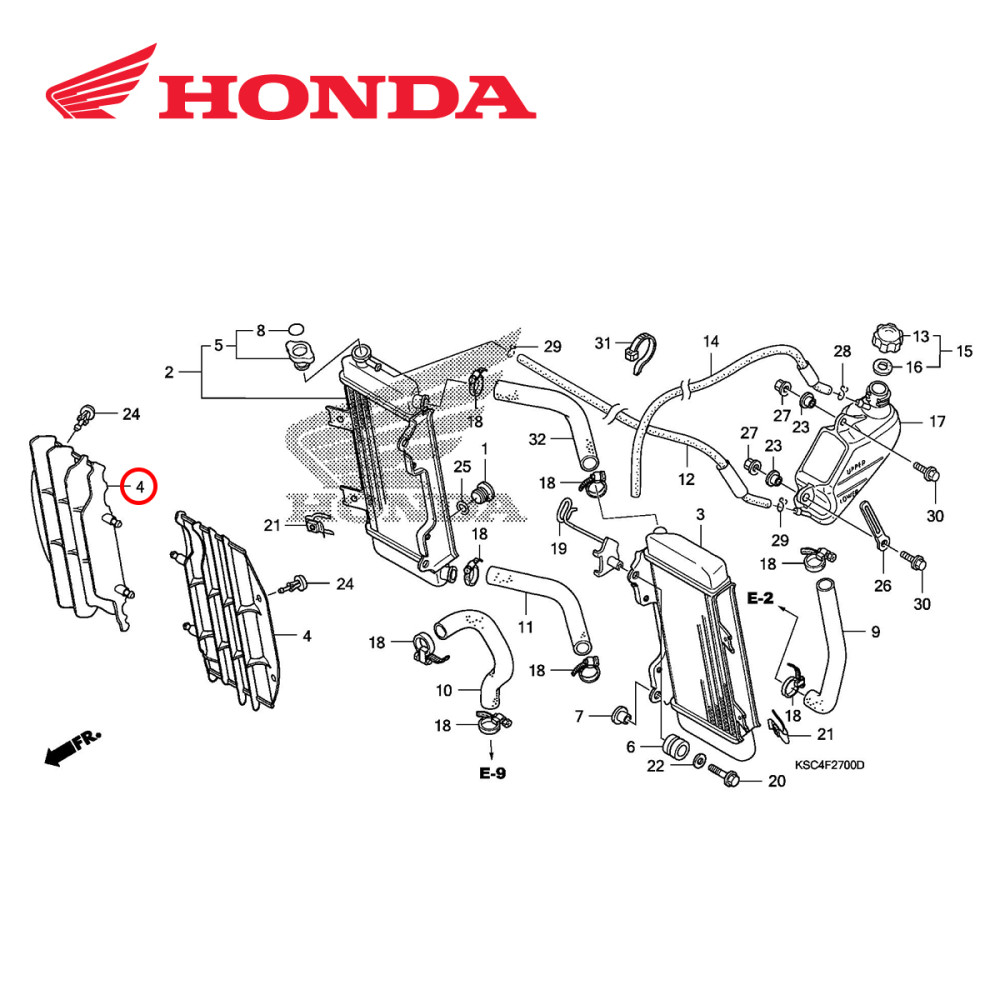 Grade do Radiador Direita ou Esquerda Original Honda para CRF250 04/09 CRFX250 04/16