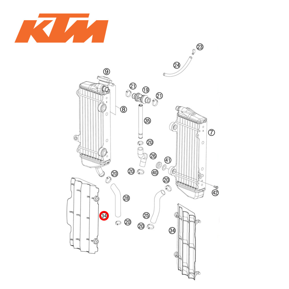Grade do Radiador Direita ou Esquerda Original KTM 08/14
