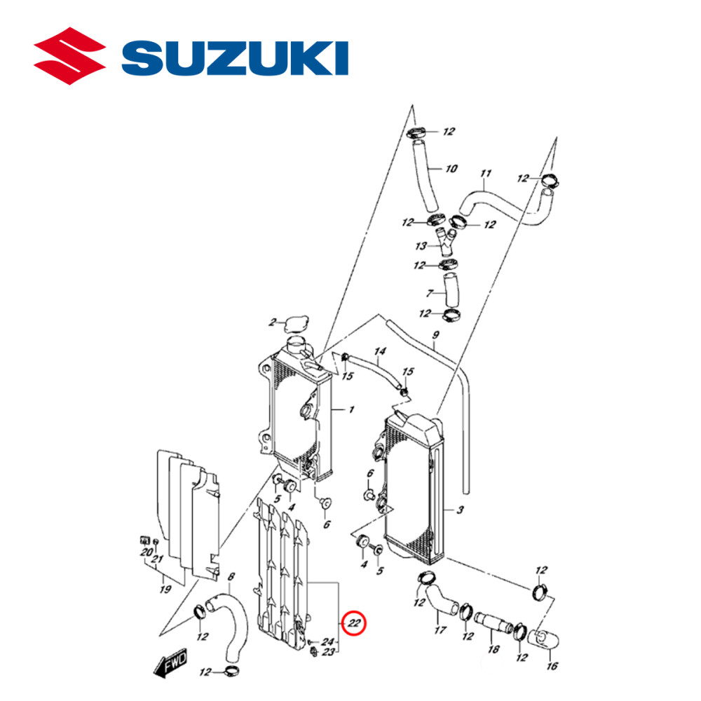 Grade do Radiador Esquerda Original Suzuki para RMZ250 07/16