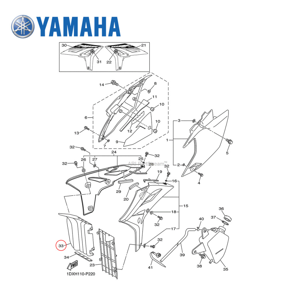 Grade do Radiador Direita Original Yamaha para WRF450 12/15