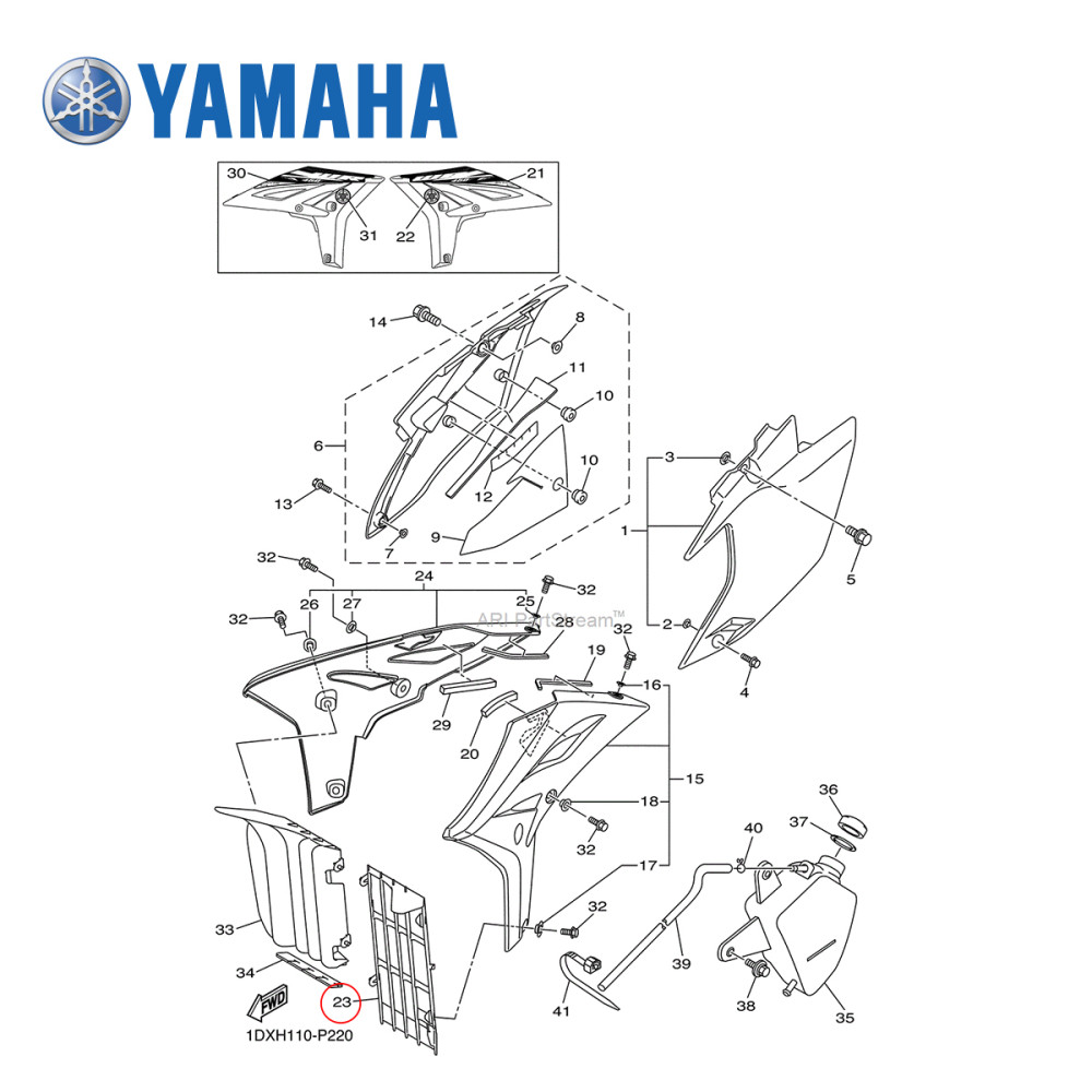 Grade do Radiador Esquerda Original Yamaha para WRF450 12/15