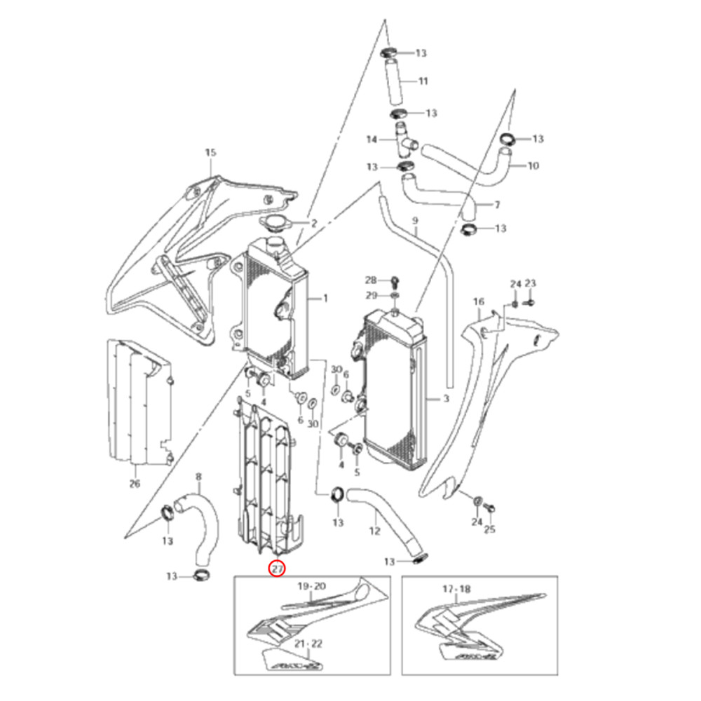 Grade do Radiador Esquerda Original Suzuki para RMZ450 08/15