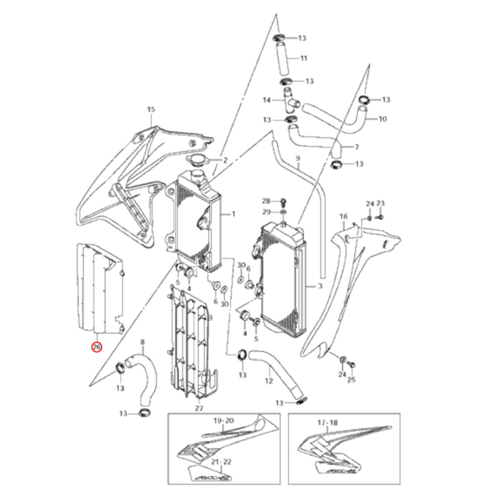 Grade do Radiador Direito Original Suzuki RMZ450 08/15