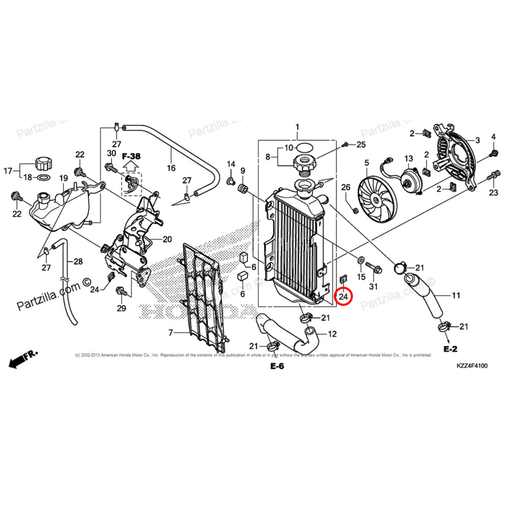 Grampo do Radiador Original Honda CRF 250 10/15 CRF 450 09/15