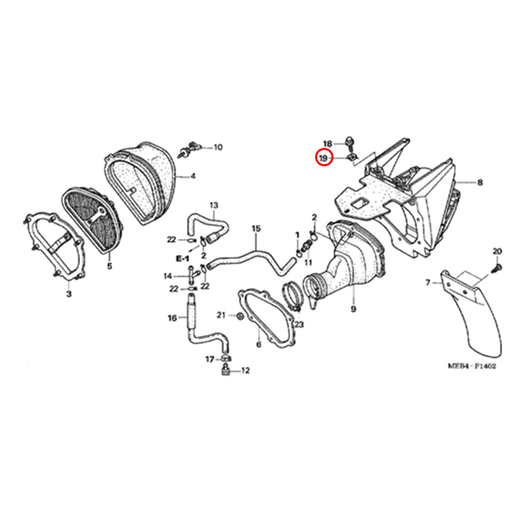 Grampo de Caixa de Filtro de Ar (6mm) Original Honda para CRF250 04/15 CRF450 05/15