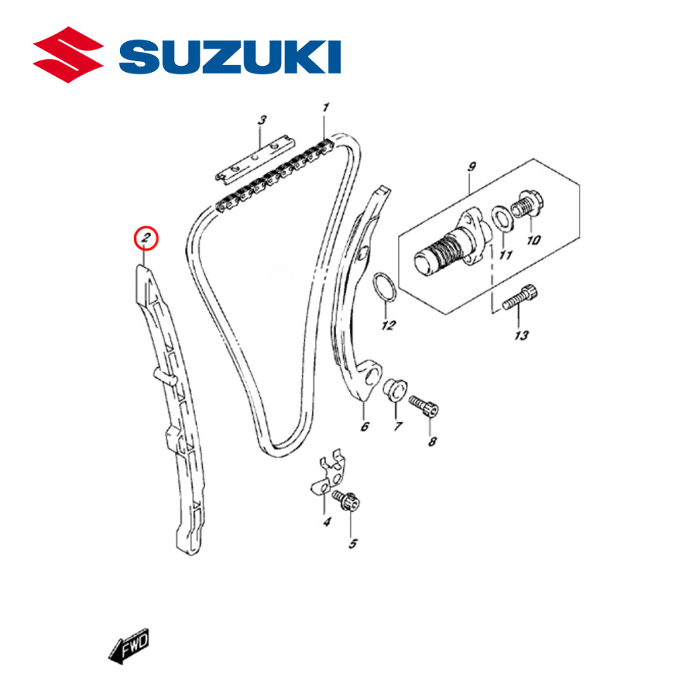 Guia da Corrente de Comando Original Suzuki RMZ250 10/16