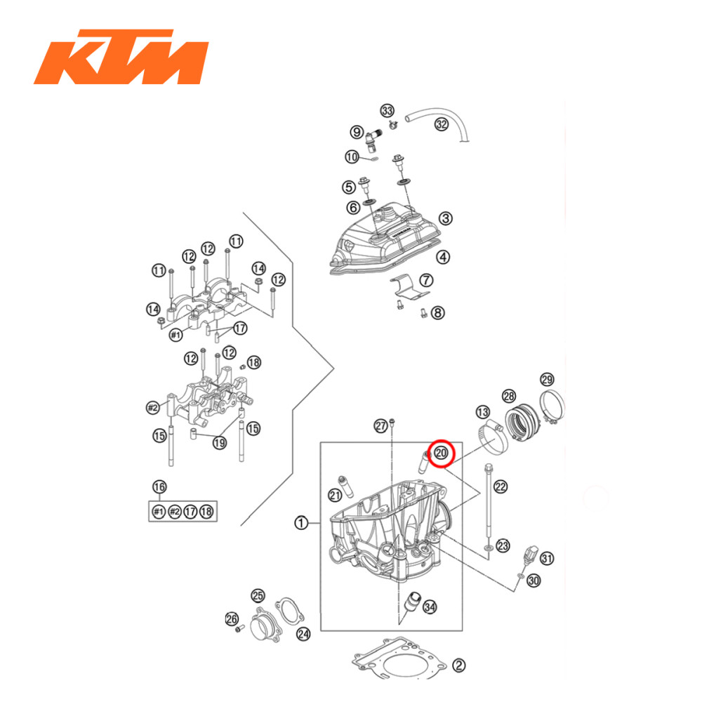 Guia da Válvula de Admissão Original KTM para SX-F250 12 XCF-W250 12/13
