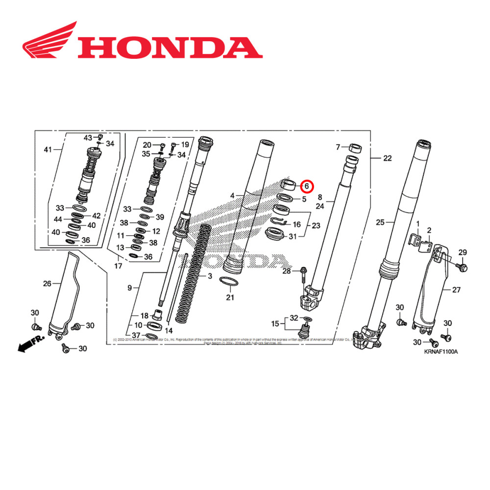 Bronzina de Suspensão Original Honda para CRF250 10/14 (Bucha Guia)