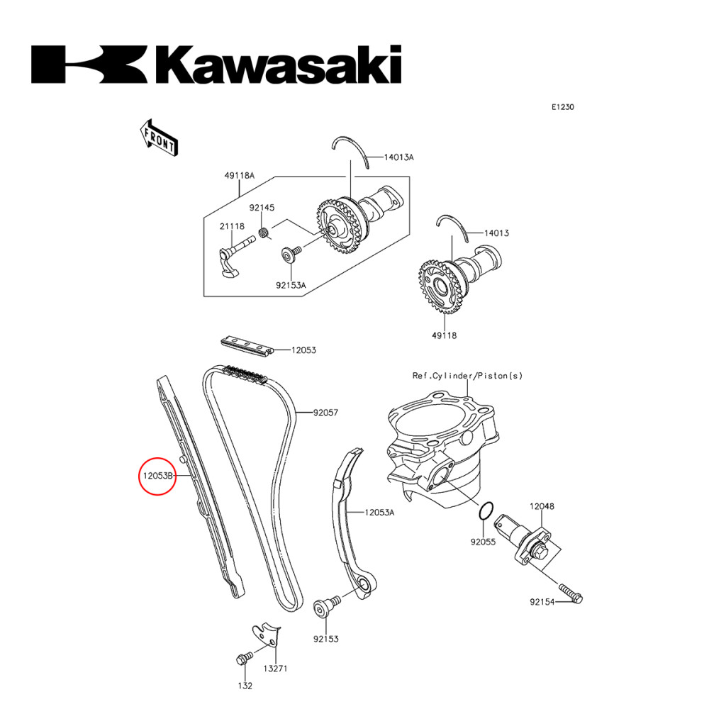 Guia da Corrente de Comando Original Kawasaki para KXF250 04/16 Suzuki RMZ250
