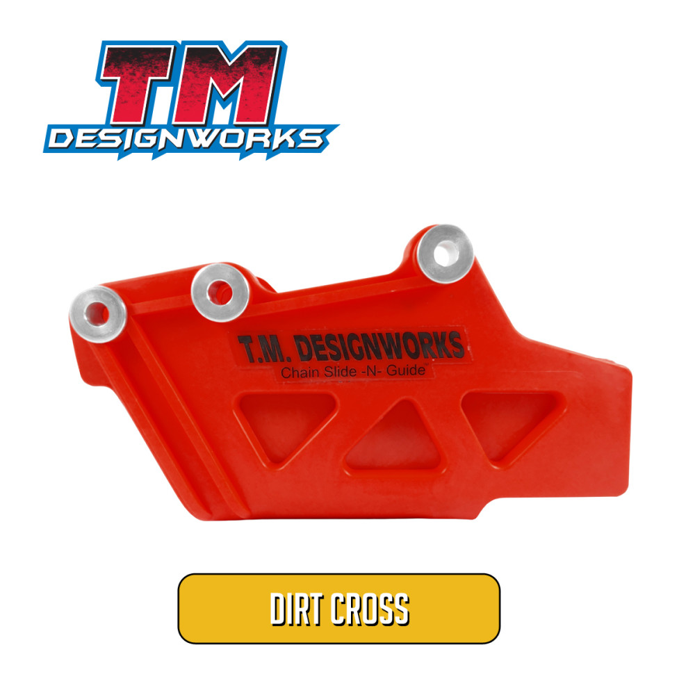 Guia de Corrente Traseiro com Refil Tm Designworks Dirt Cross para RMZ250 2007 a 2015 RMZ450 2005 a 2015 DRZ400 RMX450 RM125/250 1999 a 2008-Vermelho