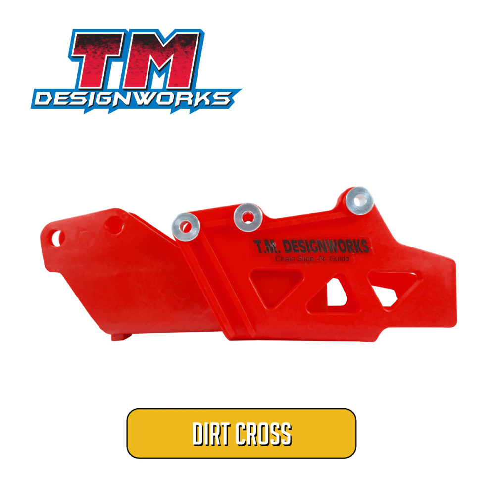 Guia de Corrente Traseiro com Refil Tm Designworks Dirt Cross para RMZ250 2007 a 2015 RMZ450 2005 a 2015 DRZ400 RMX450 RM125/250 1999 a 2008-Vermelho