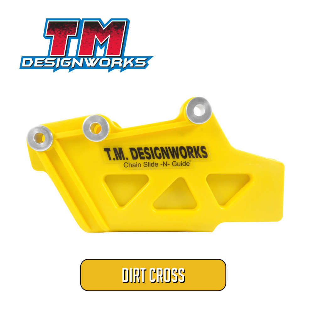 Guia de Corrente Traseiro com Refil Tm Designworks Dirt Cross para RMZ250 2007 a 2015 RMZ450 2005 a 2015 DRZ400 RMX450 RM125/250 1999 a 2008-Amarelo