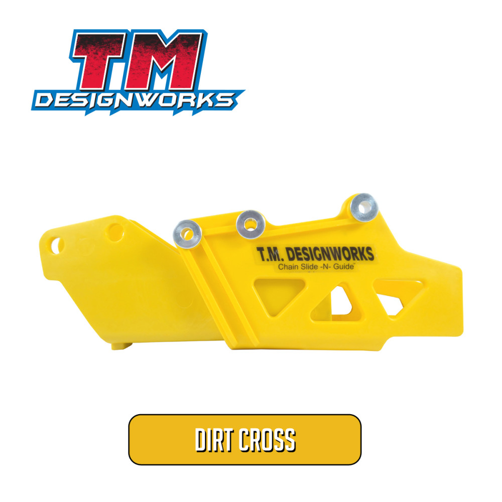 Guia de Corrente Traseiro com Refil Tm Designworks Dirt Cross para RMZ250 2007 a 2015 RMZ450 2005 a 2015 DRZ400 RMX450 RM125/250 1999 a 2008-Amarelo