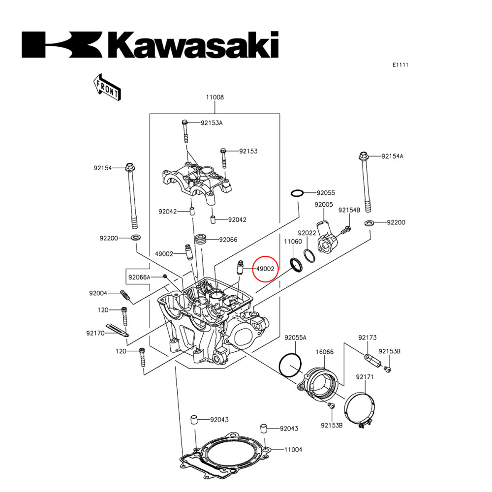 Guia da Válvula de Admissão ou Escape Original Kawasaki para KXF450 09/16