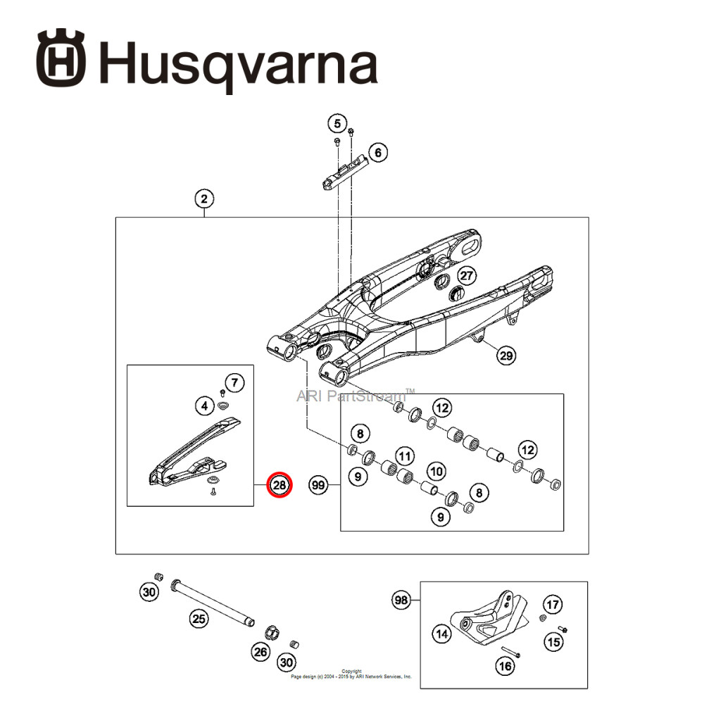 Guia Deslizante Dianteiro Original Husqvarna para TC/FE/TE/FC 14/15 Azul