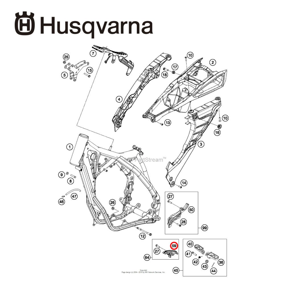 Guia Deslizante Dianteiro Original Husqvarna para TC/FE/TE/FC 14/15 Inferior Azul
