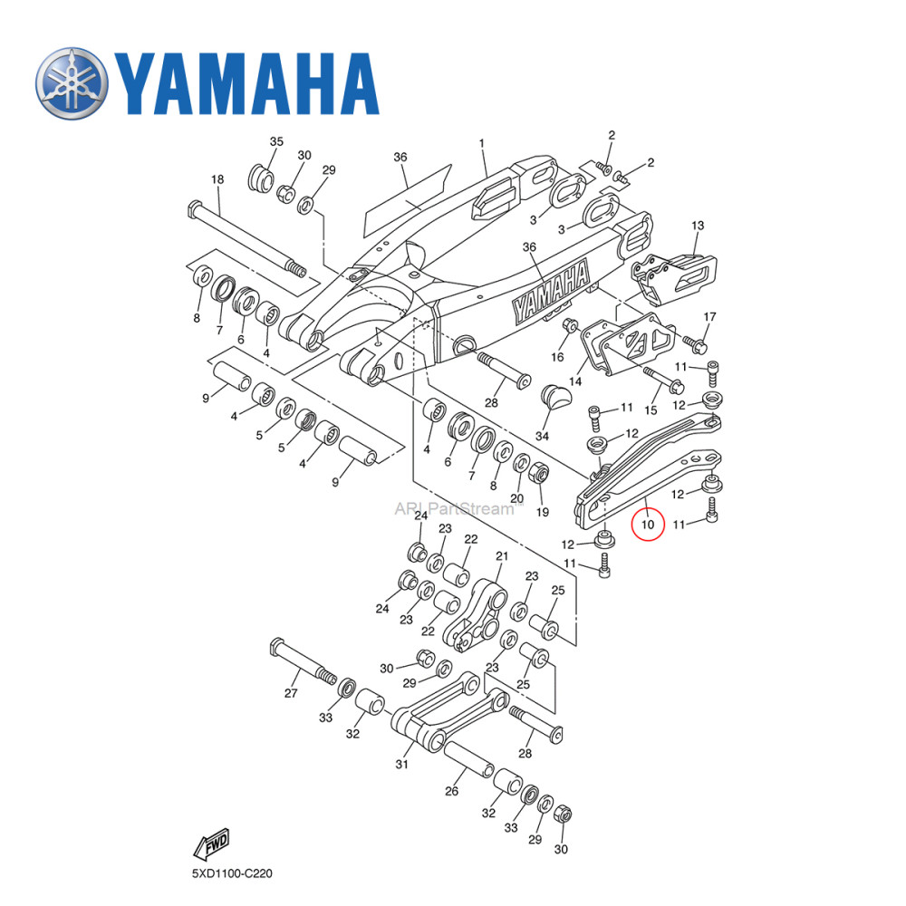 Guia Deslizante Dianteiro Original Yamaha para YZ/YZF/WRF 03/04