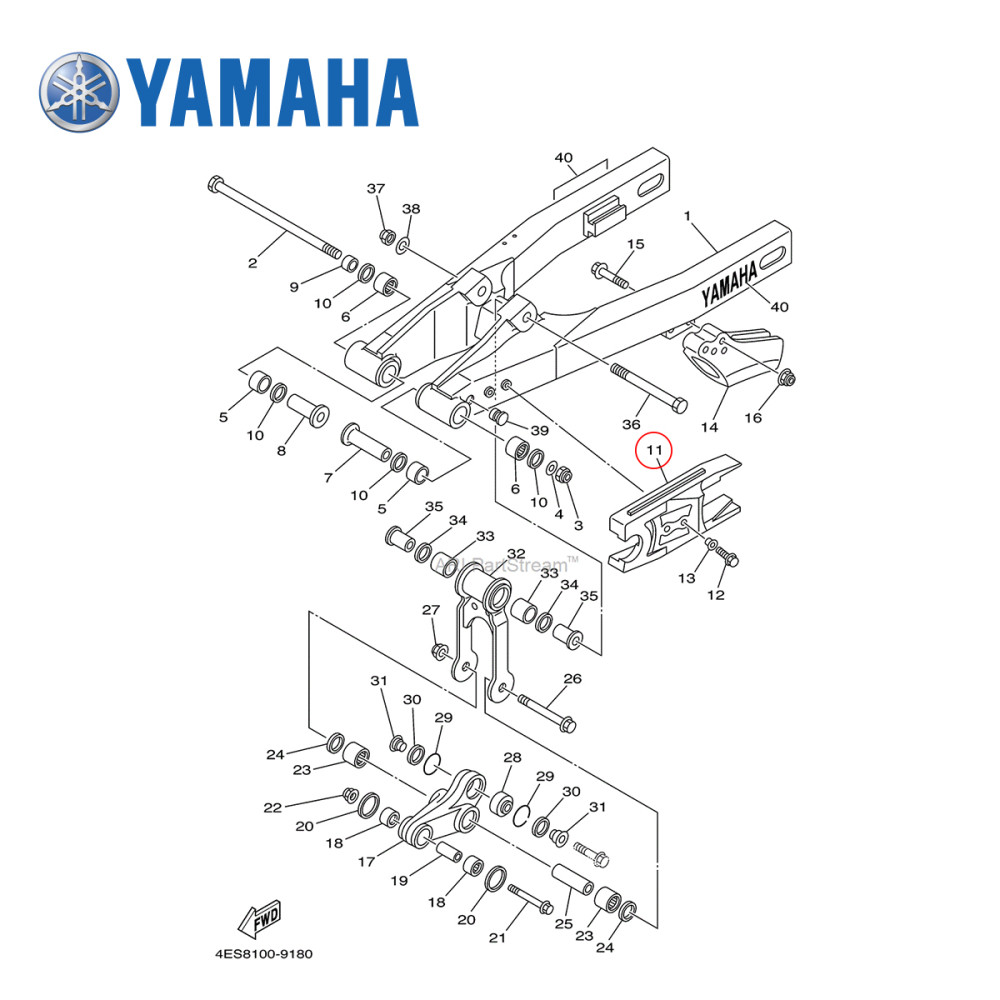 Guia Deslizante Dianteiro Original Yamaha para YZ80 93/01