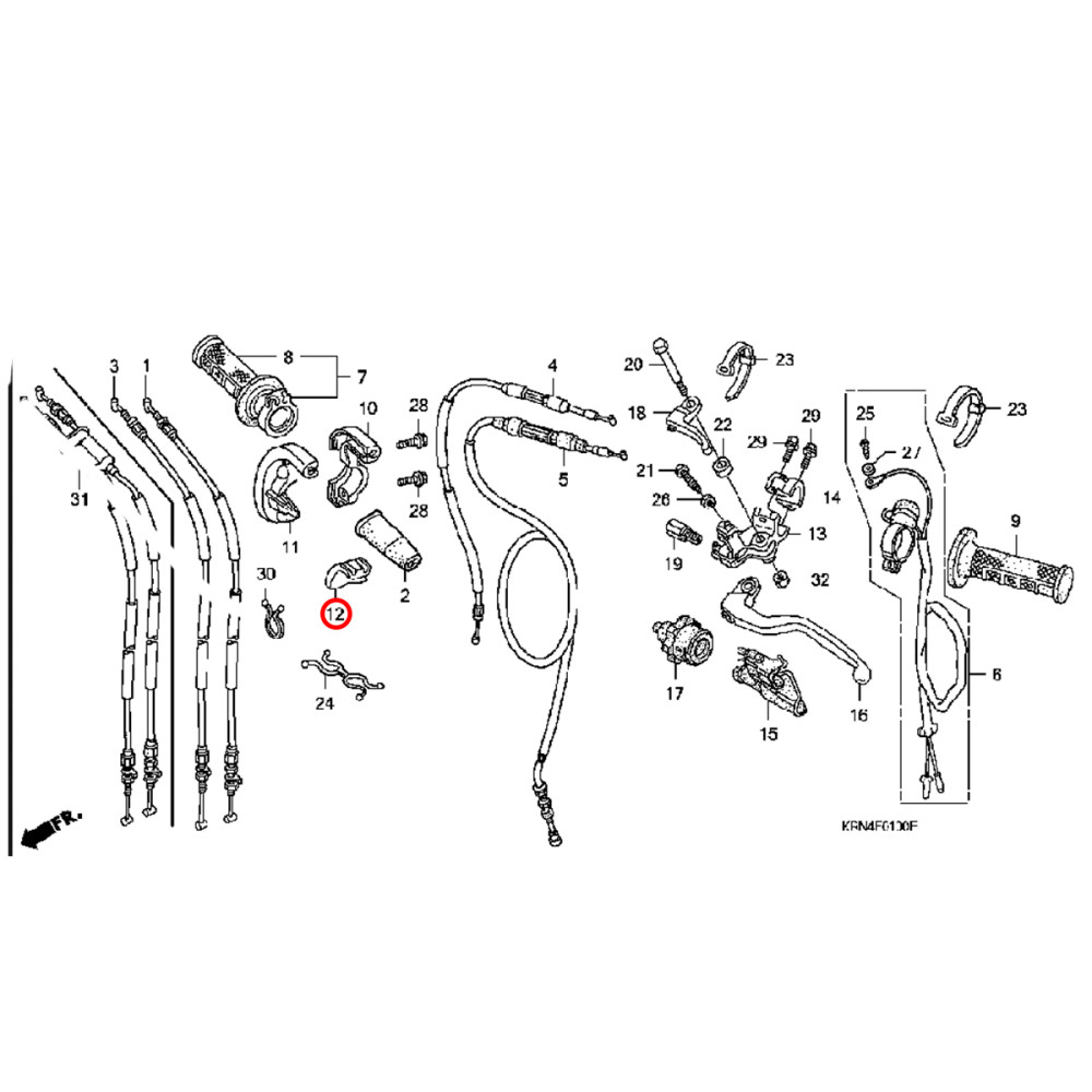 Guia do Cabo de Acelerador Original Honda para CRF250 04/15 CRF450 02/15 CRF450X 05/09 e 12/15