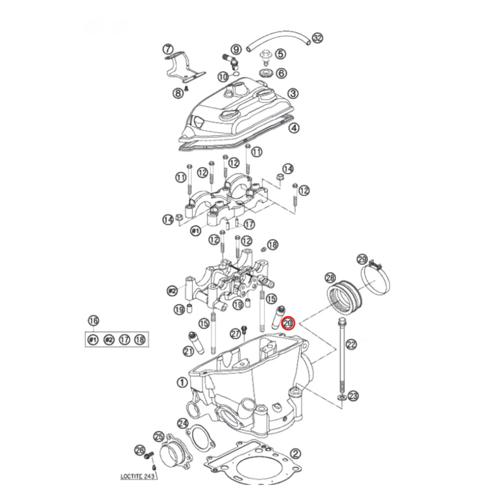 Guia da Válvula de Admissão Original KTM para SX-f250 08/11 XC-F 08/09 XCF-W250 08/11