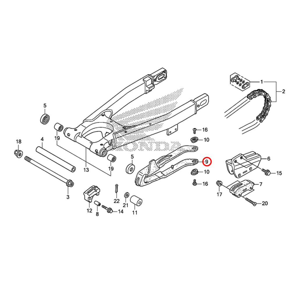 Guia Deslizante Dianteiro Original Honda para CRF150 03/05 CRF230