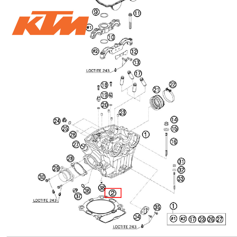 Junta do Cabeçote Original KTM para SX-F450 08/12 XC-F450 08/09