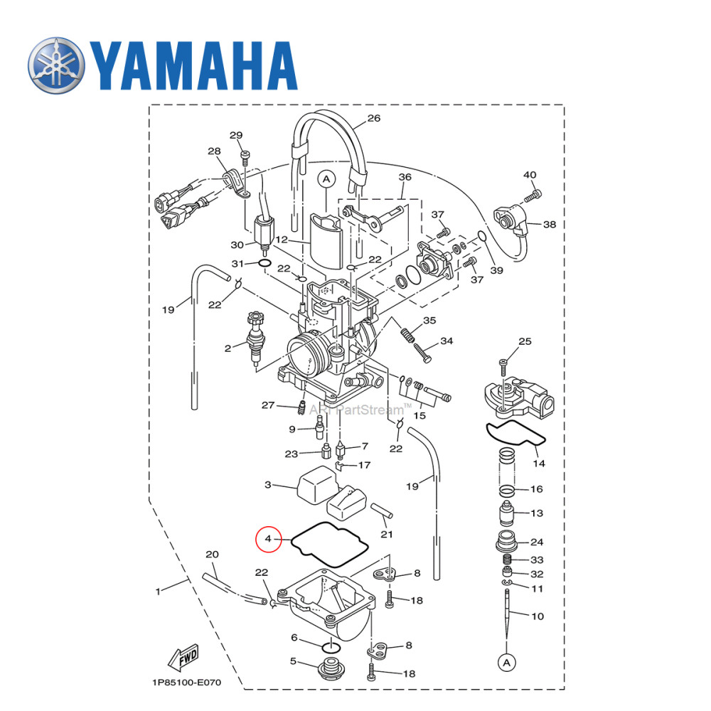 Junta para Cuba do Carburador Original Yamaha para YZ250 00/19 YZ250X 16/19 O'Ring