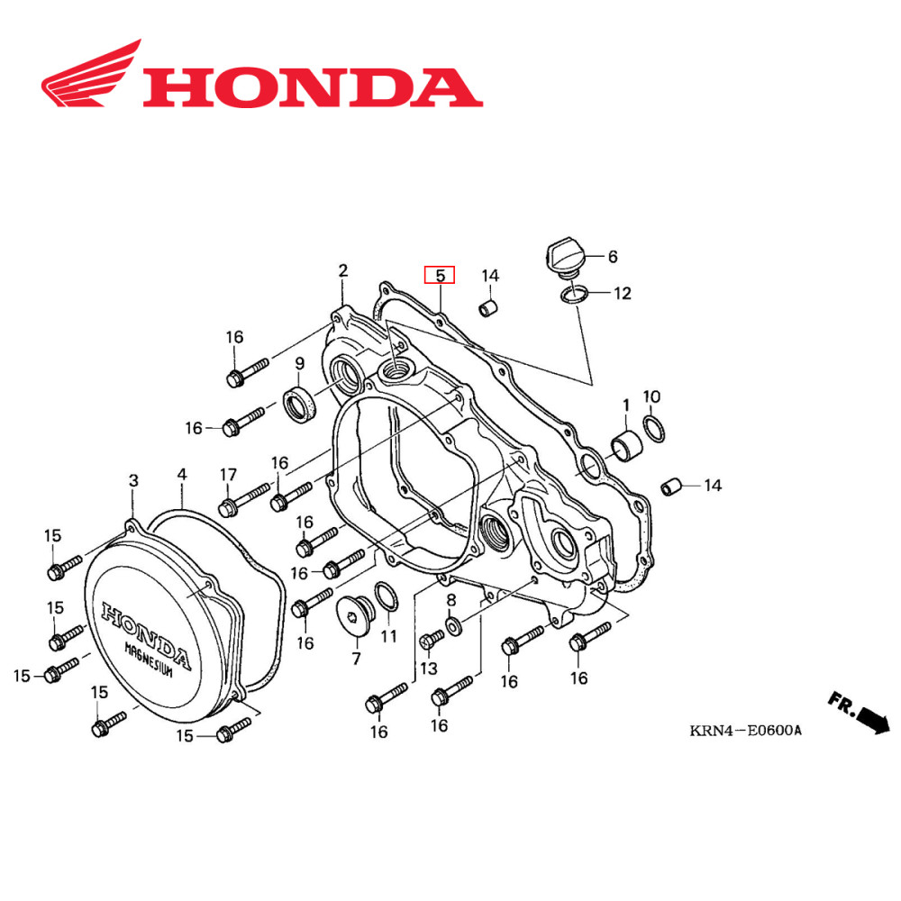Junta da Tampa de Embreagem Original Honda para CRF250 04/09 CRFX250 04/17 (Grande)