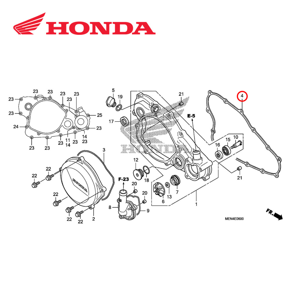 Junta da Tampa de Embreagem Original Honda para CRF450 09/16 Grande