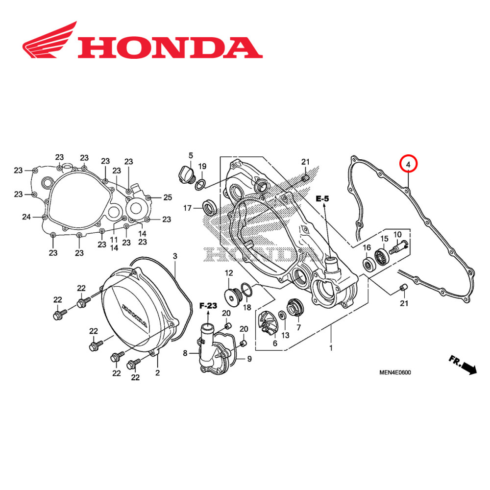 Junta da Tampa de Embreagem Original Honda para CRF450 09/16 Grande