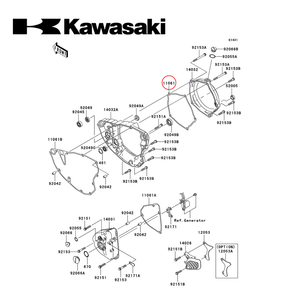 Junta da Tampa de Embreagem Original Kawasaki para KXF250 04/08 Pequena