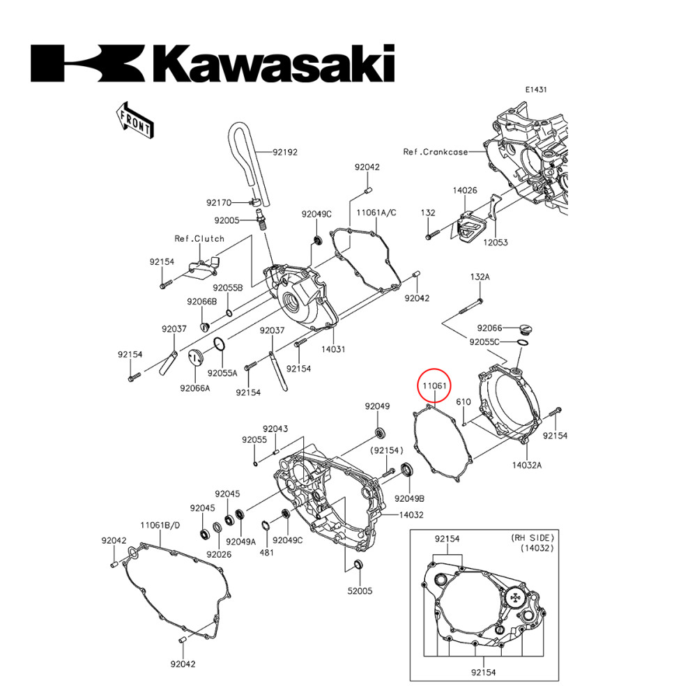 Junta da Tampa de Embreagem Original Kawasaki para KXF450 06/15 KLX450 08/19 Pequena