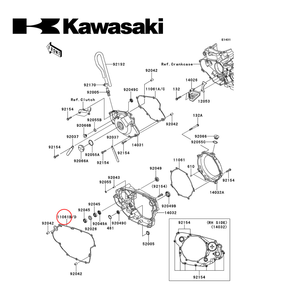 Junta da Tampa de Embreagem Original Kawasaki para KXF450 09/12 Grande