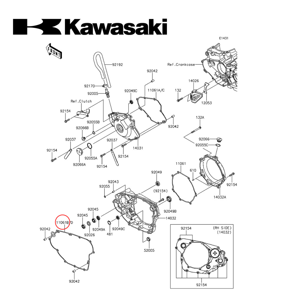Junta da Tampa de Embreagem Original Kawasaki para KXF450 13/15 (Opcional 09/12) Grande