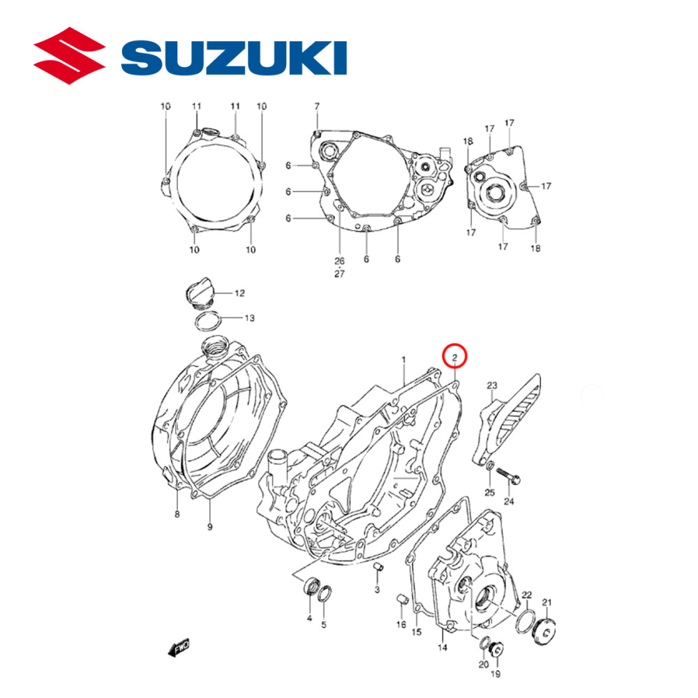 Junta da Tampa de Embreagem Original Suzuki para RMZ250 07/15 Grande