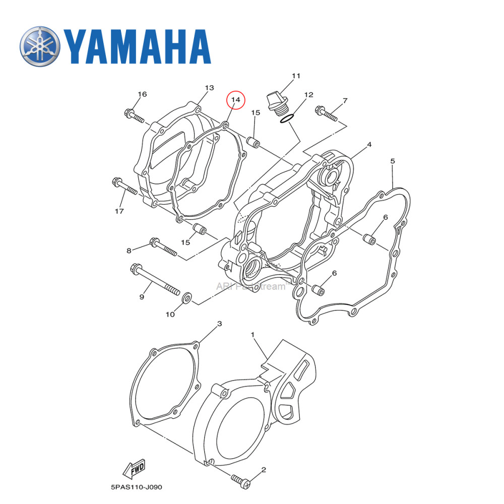 Junta da Tampa de Embreagem Original Yamaha para YZ85 02/17 Pequena