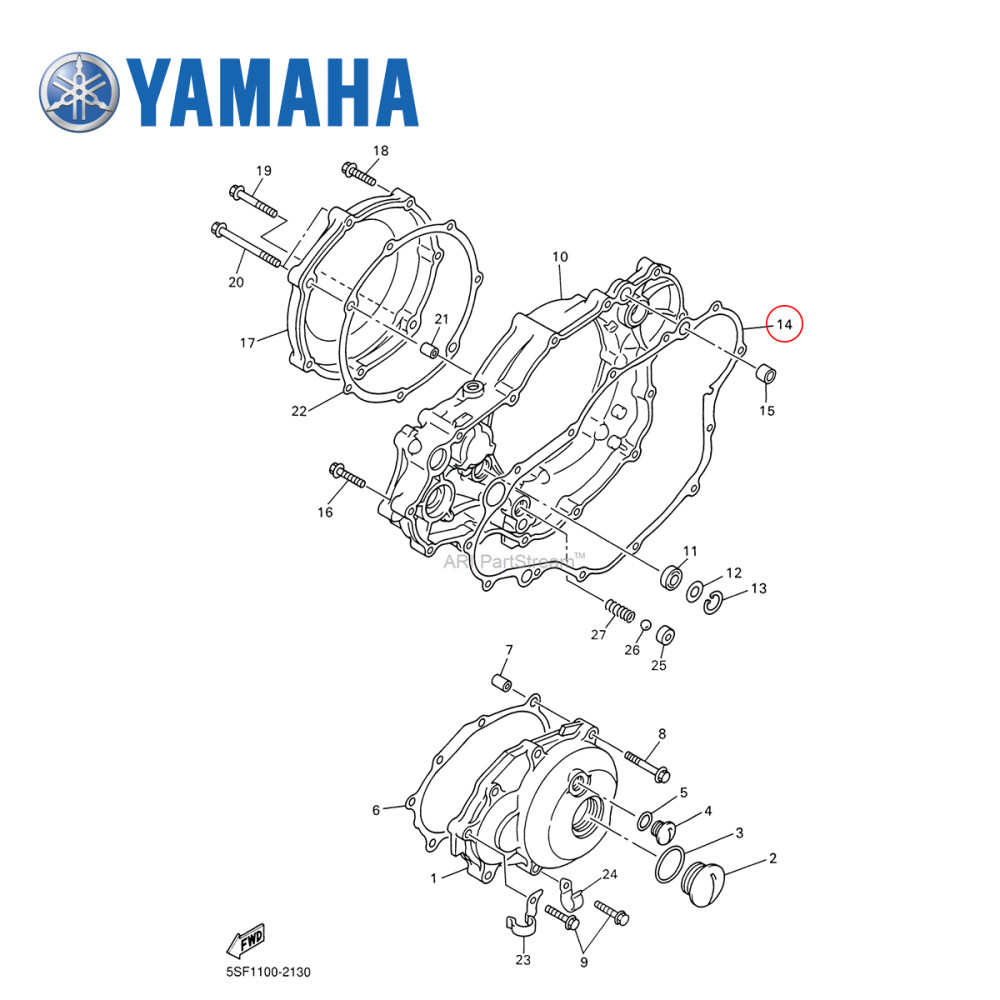 Junta da Tampa de Embreagem Original Yamaha para YZF400 98/99 YZF426 00/02 WRF400 98/00 WRF426 01/02 Grande