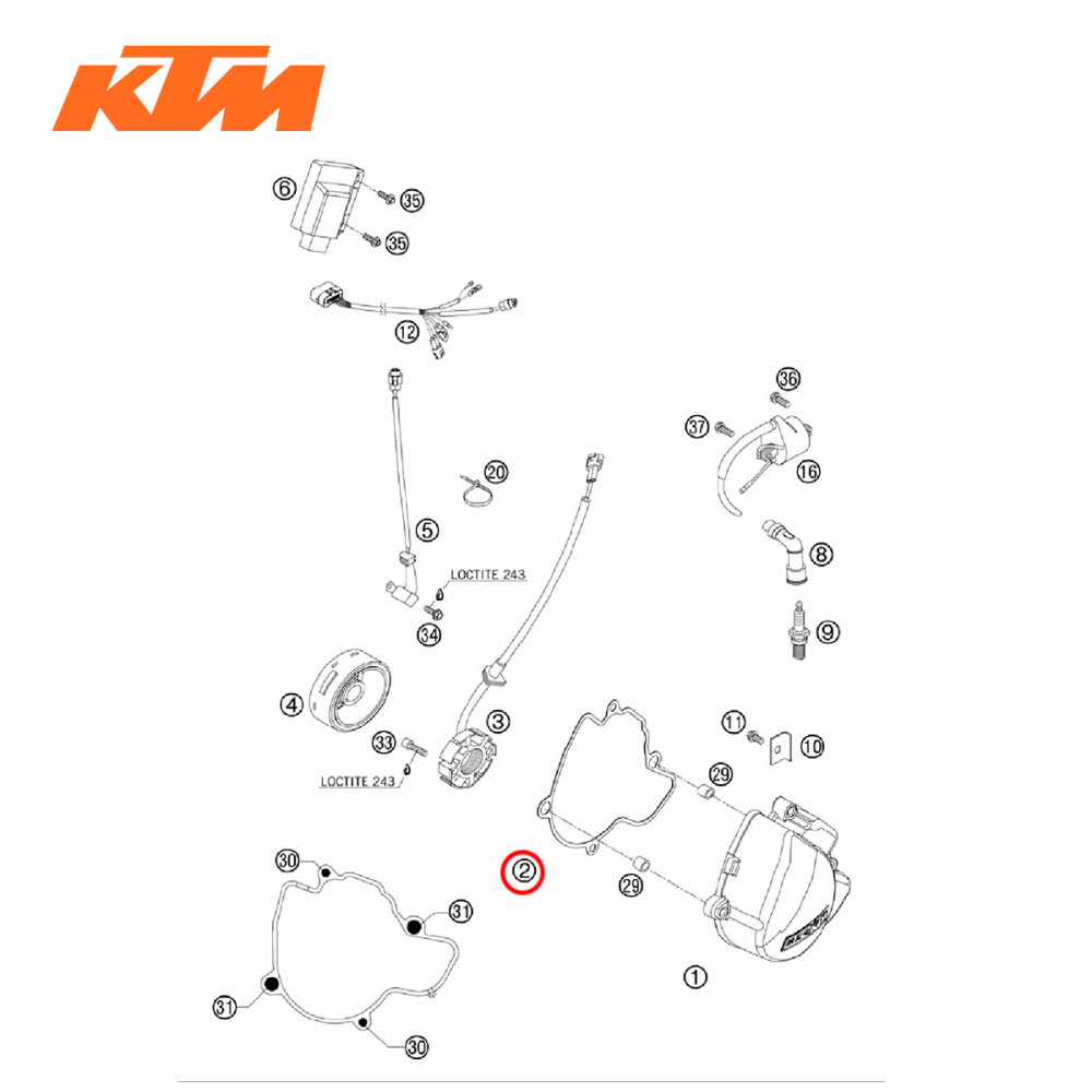 Junta da Tampa do Magneto Original KTM para SX-F250 05/10