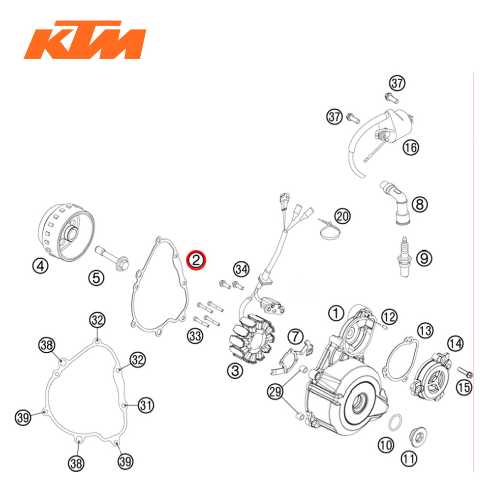 Junta da Tampa do Magneto Original KTM para SX-F250 11/12 XC-F250 11/12 XCF-W250 12/13
