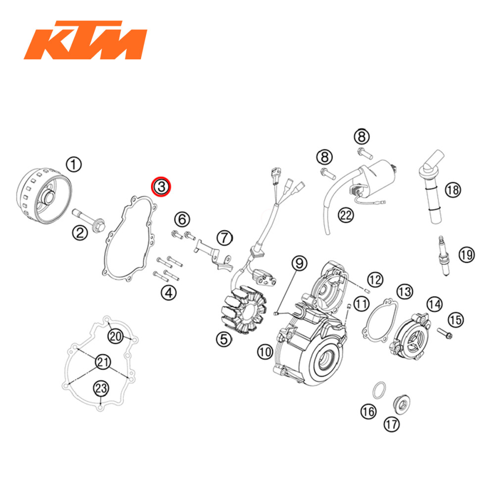 Junta da Tampa do Magneto Original KTM para SX-F250 13/14 SX-F350 12/14