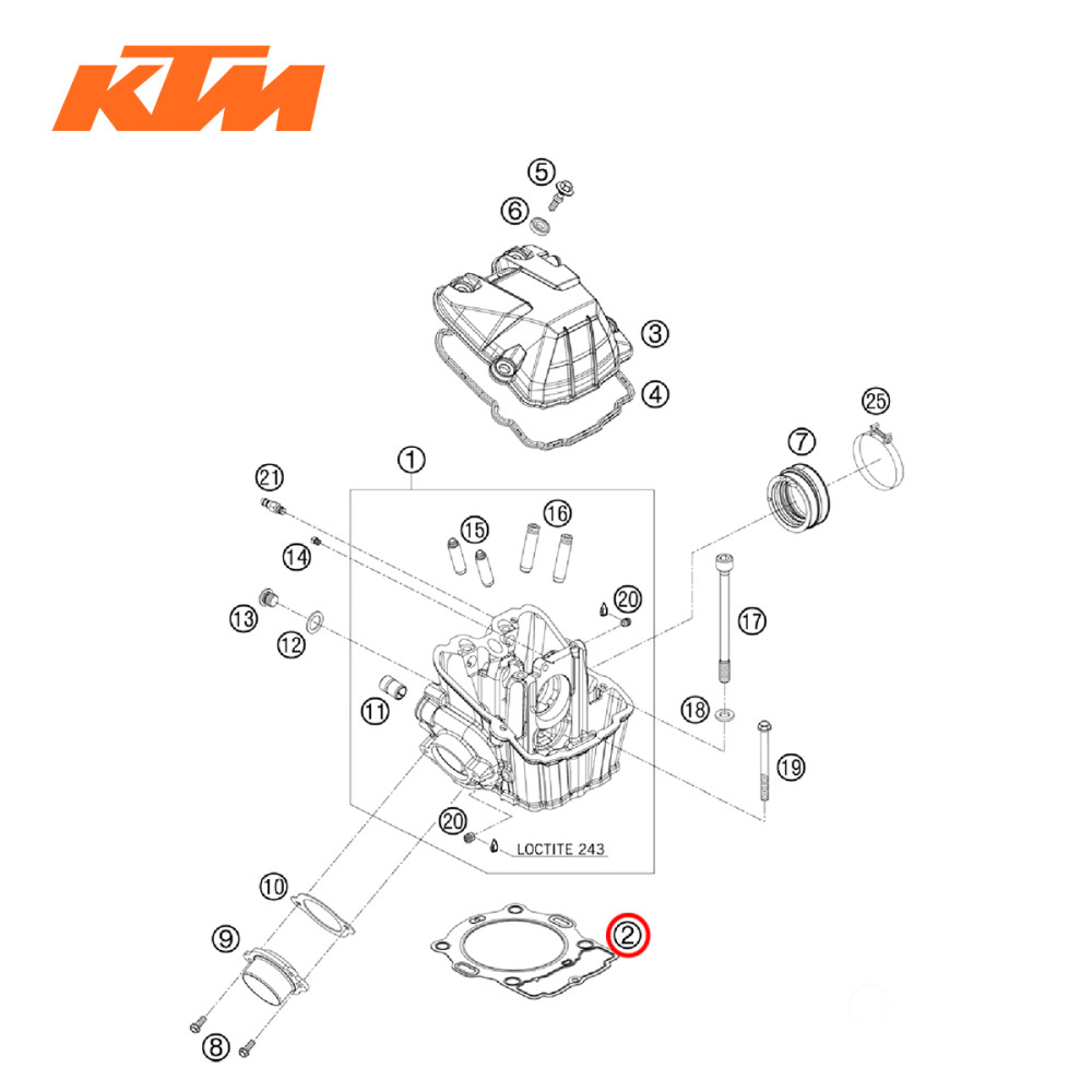 Junta do Cabeçote Original KTM para EXC450/530 09/11 XC-W450/530 09/12 XC-W400 09/10