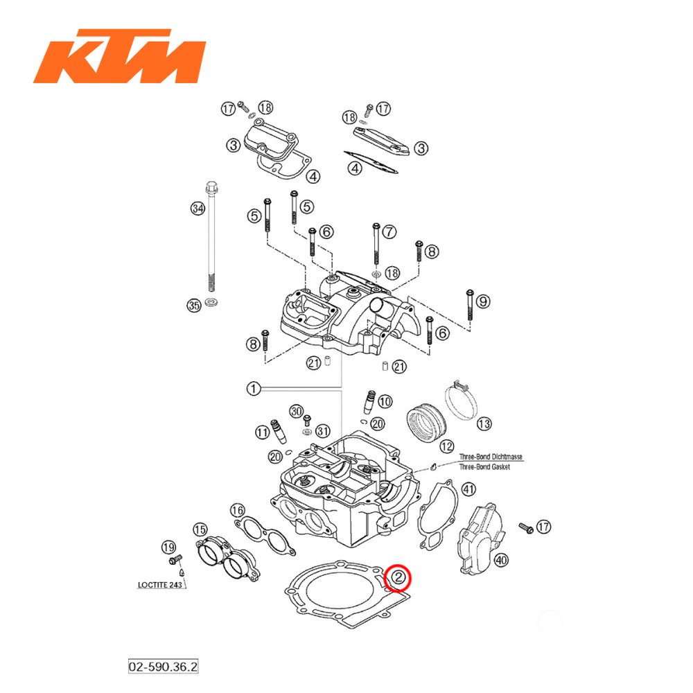 Junta do Cabeçote Original KTM para SX400/520 00/02 EXC400 99/02+04/06 SX/XC/EXC250/400/450/520/525/540 02/-  (89,3mm)