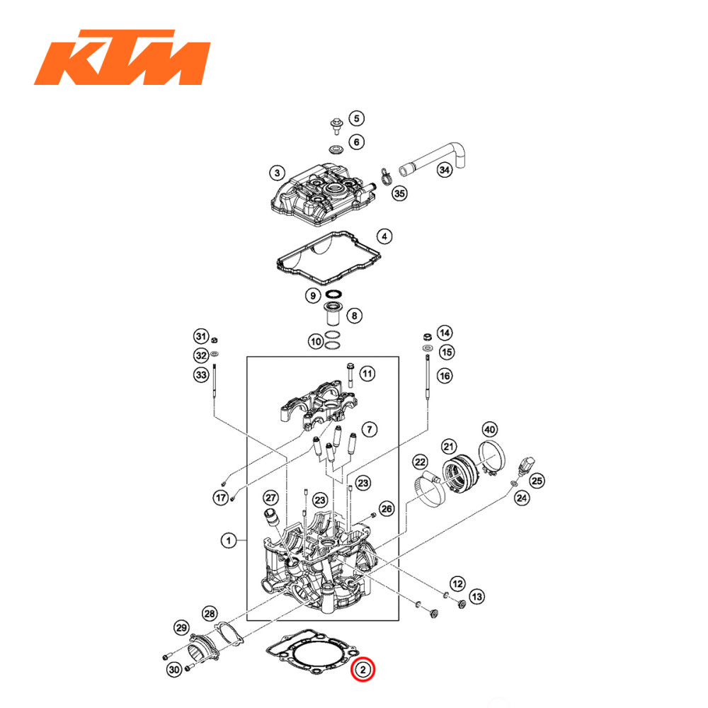 Junta do Cabeçote Original KTM para SXF/XCF350 13/15 XCFW350 14/16 EXCF350 15/16