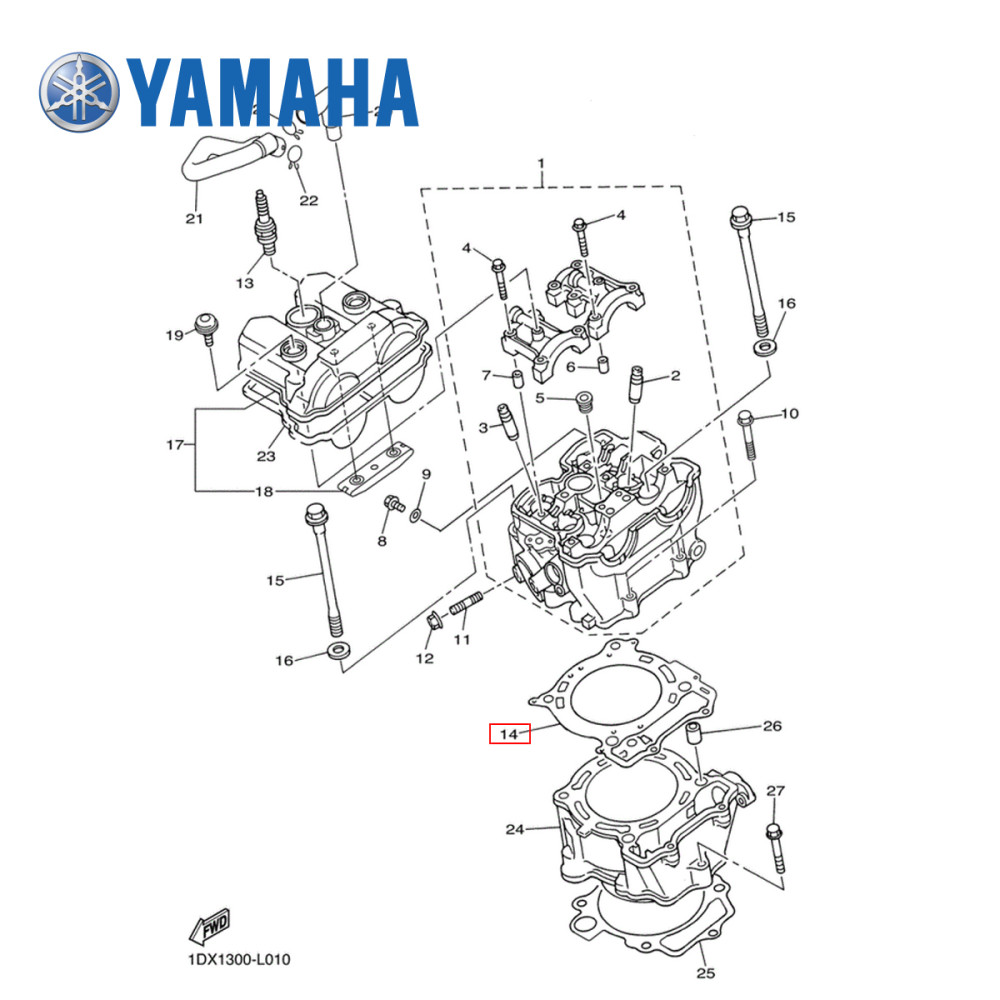 Junta do Cabeçote Original Yamaha para YZF450 06/09 WRF450 07/15