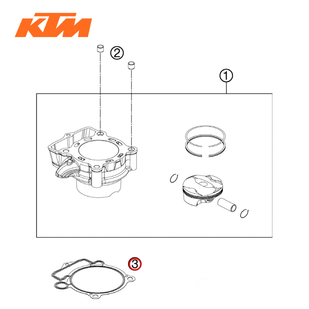 Junta do Cilindro Original KTM para SXF/XCF250 13/14 SXF/XCF350 11/14 EXCF/XCFW350 12/14
