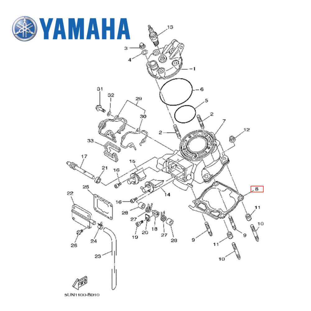 Junta do Cilindro Original Yamaha para YZ125 01/04