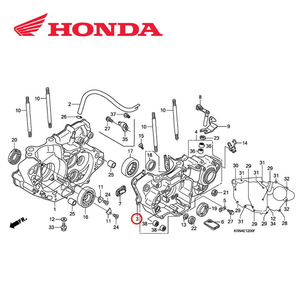 Junta Meio do Motor Original Honda para CRF250 04/09 CRFX250 04/16