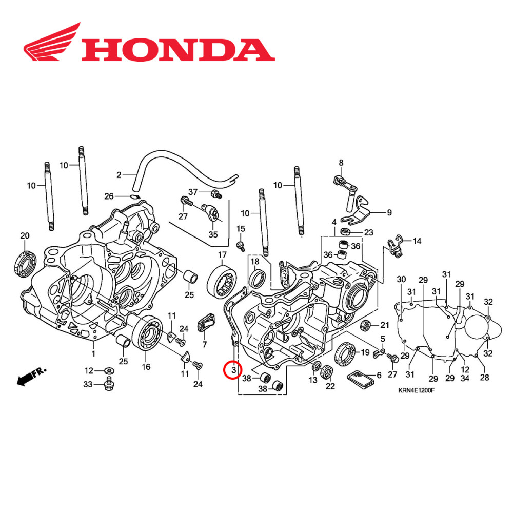 Junta Meio do Motor Original Honda para CRF250 04/09 CRFX250 04/17