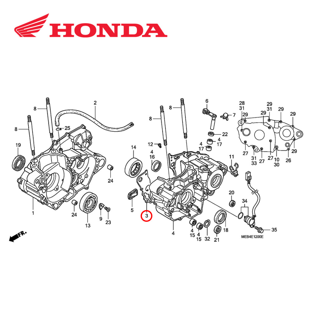 Junta Meio do Motor Original Honda para CRF450 02/08