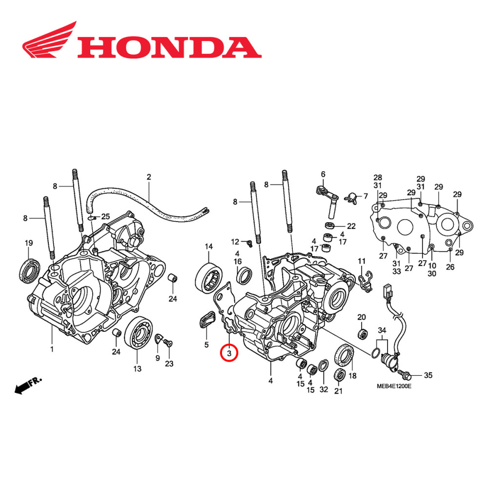 Junta Meio do Motor Original Honda para CRF450 02/08